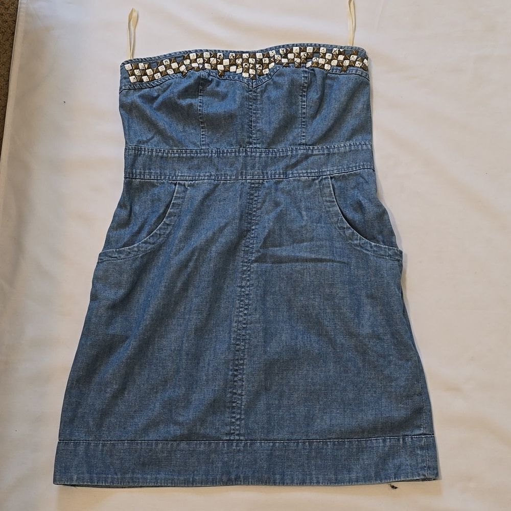 We the‎ Free Strapless y2k Denim Dress 2
